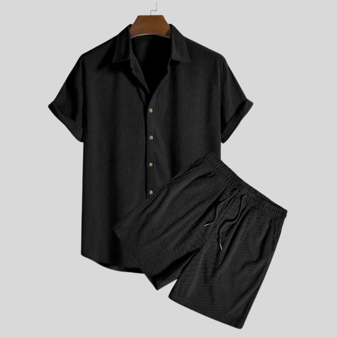 Ensemble d'Été en Velours Côtelé pour Hommes - Élégant et Confortable