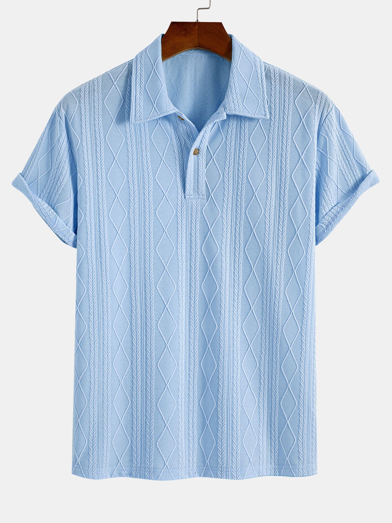 Polo en jacquard géométrique tricoté – Vêtements d'été décontractés pour hommes