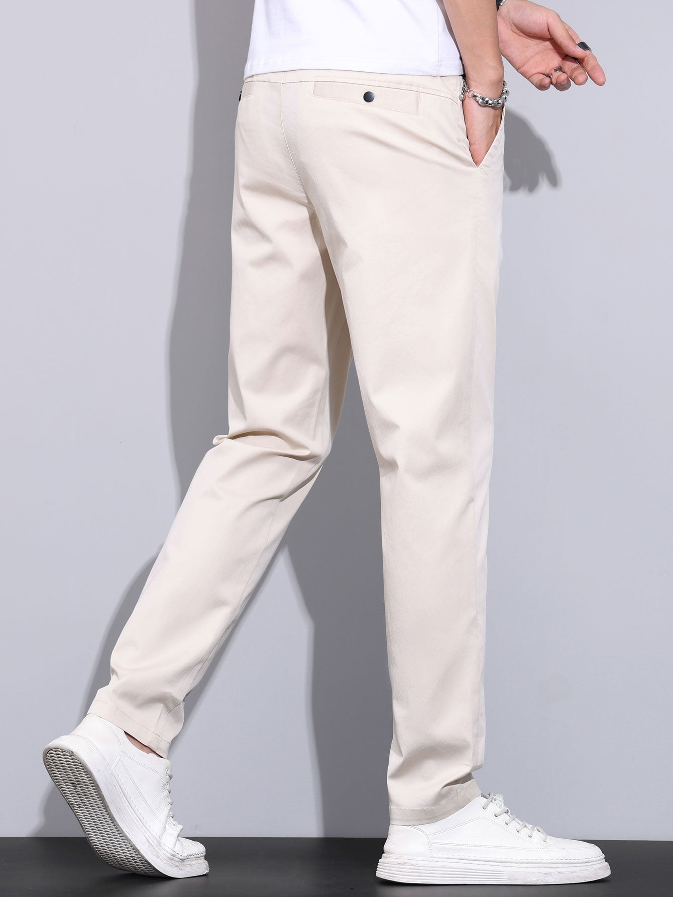 Pantalon droit à taille élastique élégant et classique pour homme