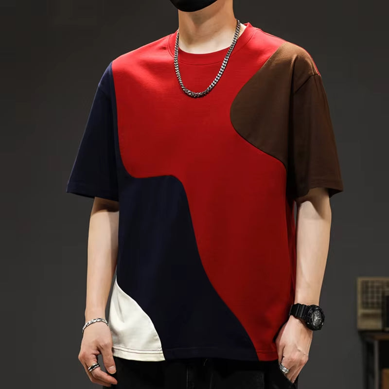 T-shirt Crossover à Panneaux pour Homme – Streetwear Oversize