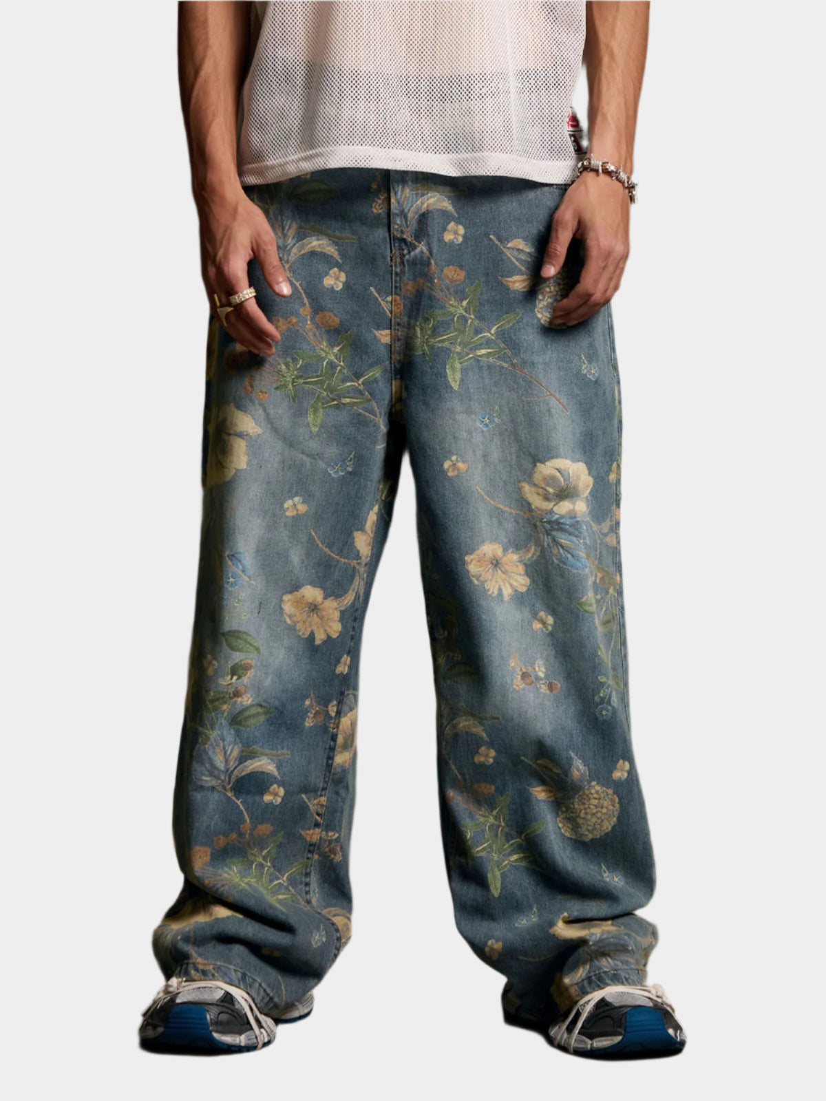 Pantalon ample à imprimé floral pour homme - Style streetwear