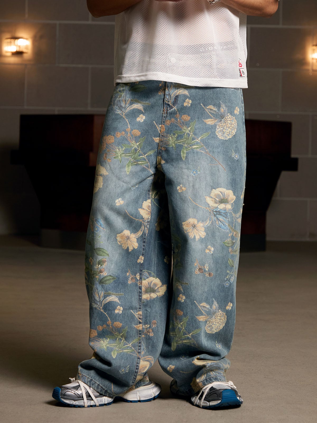 Pantalon ample à imprimé floral pour homme - Style streetwear