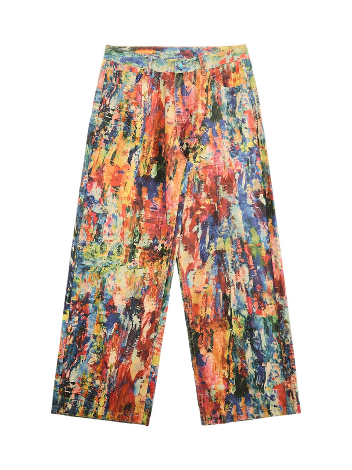 Jean streetwear à imprimé abstrait pour homme - Pantalon large et ample