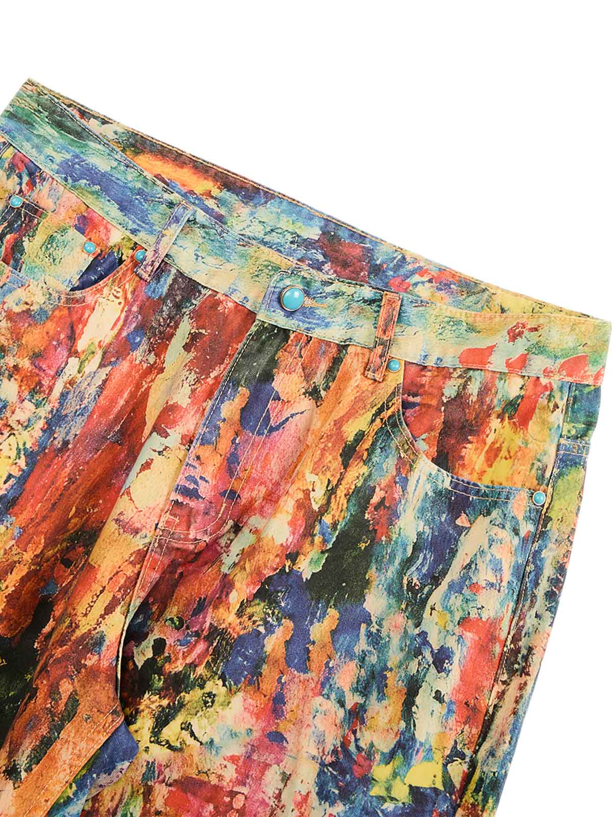 Jean streetwear à imprimé abstrait pour homme - Pantalon large et ample