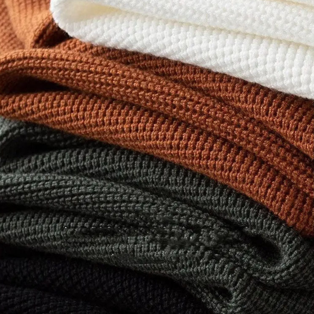 Polo Executive en maille gaufrée à demi-zip – Manches longues pour homme