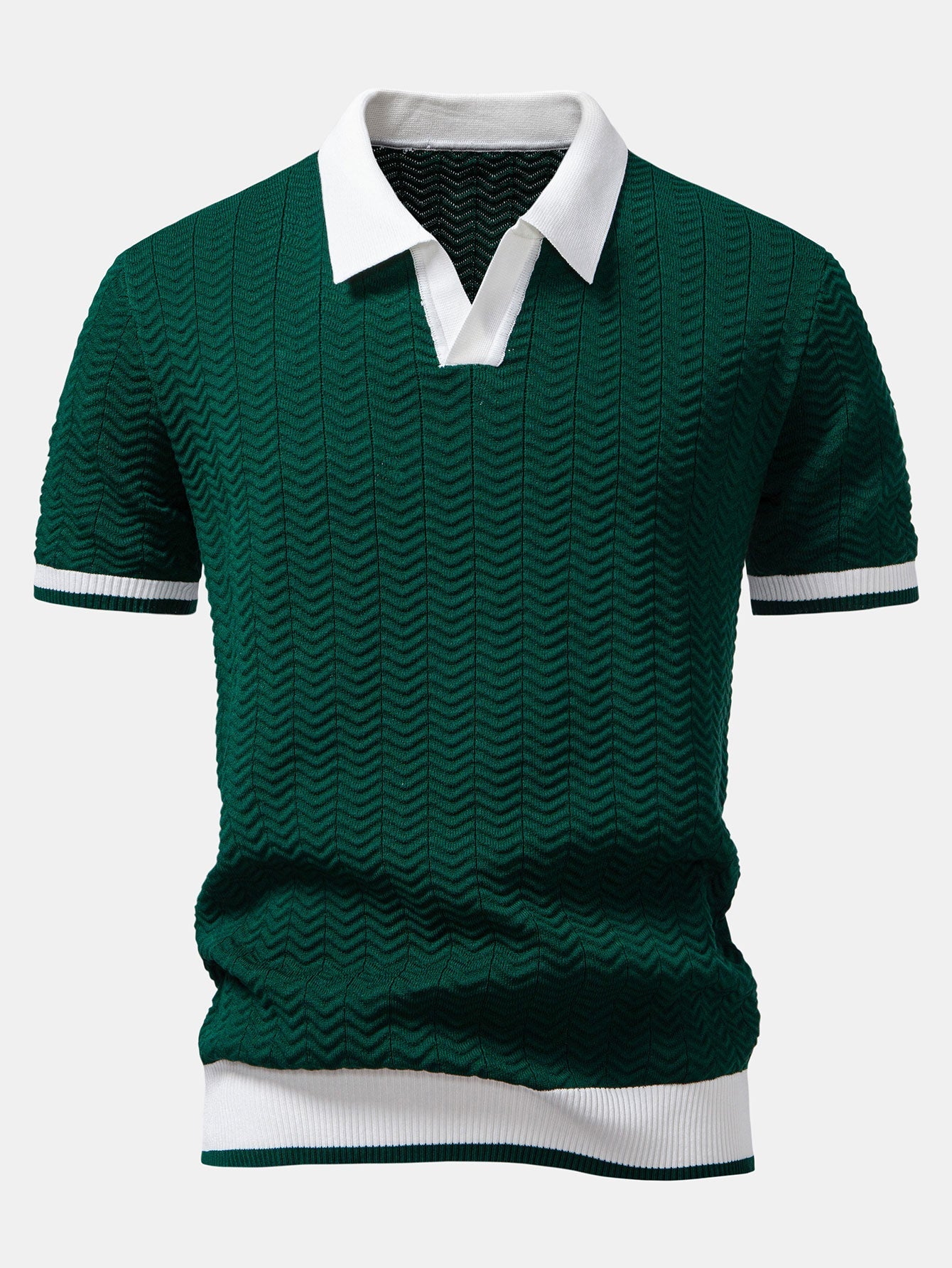 Chemises au crochet homme polo tricoté col V élégant tendance