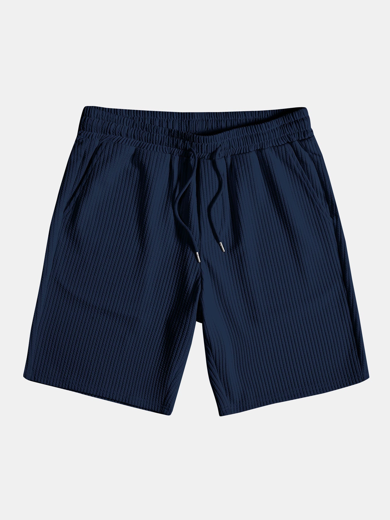 Côtelé coupe ajustée chemise à col montant et short à cordon de serrage deux ensembles