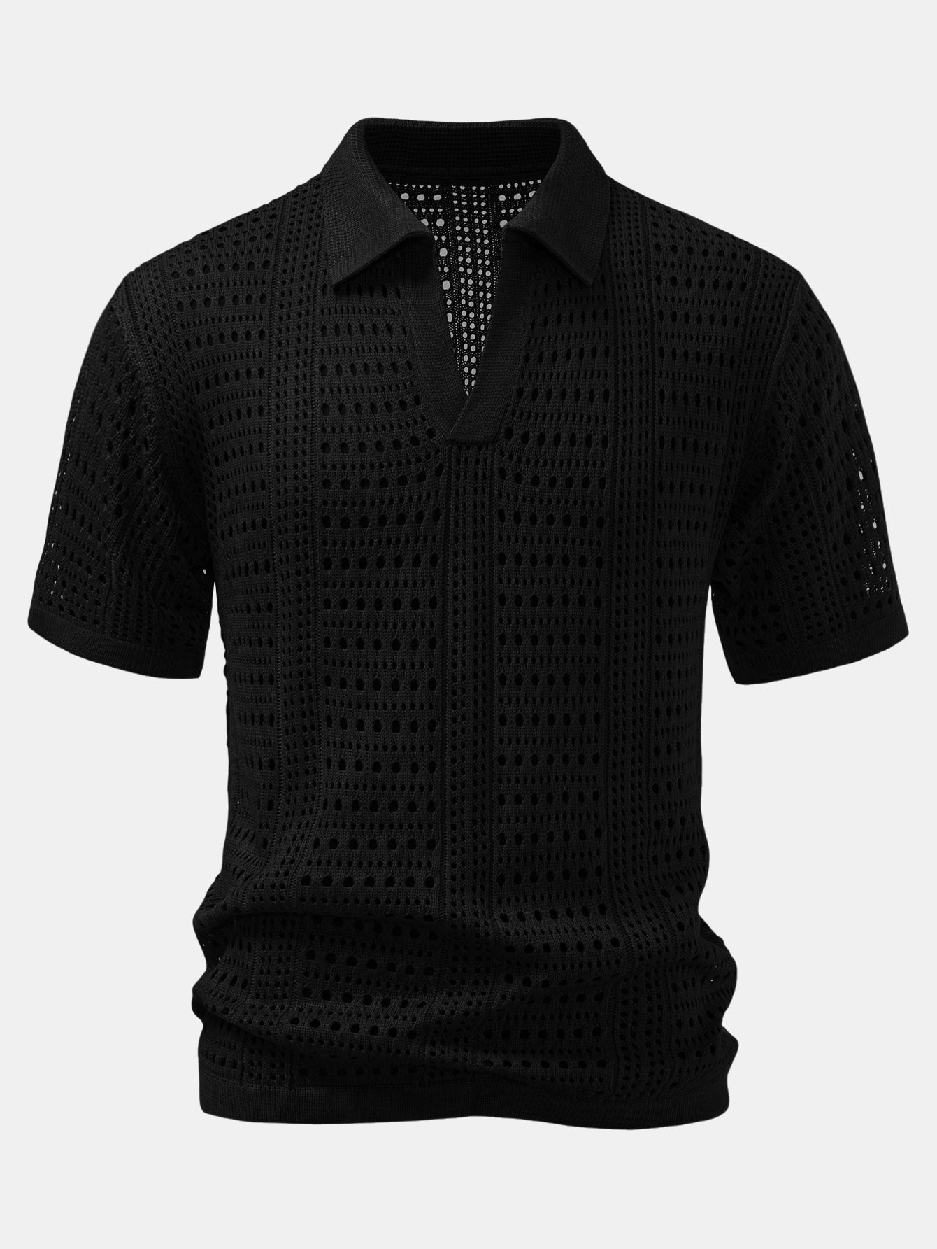Chemises au crochet homme polo col V tricoté élégant tendance