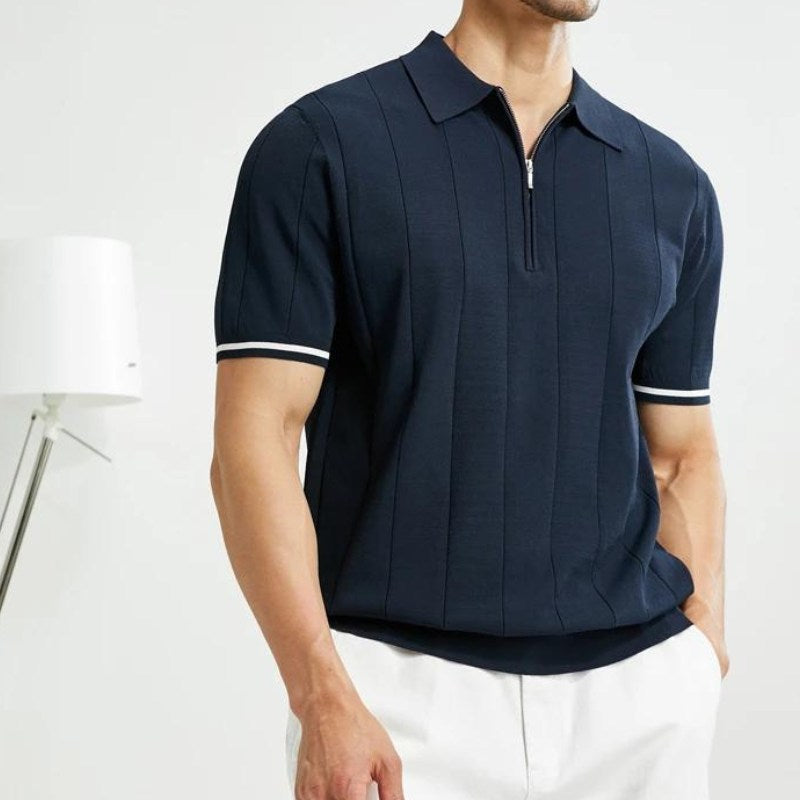 Polo zippé quart de tour – Vêtements décontractés en coton doux pour homme