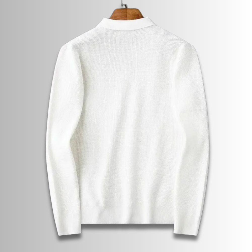 Polo Executive en maille gaufrée à demi-zip – Manches longues pour homme