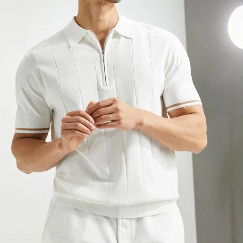 Polo zippé quart de tour – Vêtements décontractés en coton doux pour homme