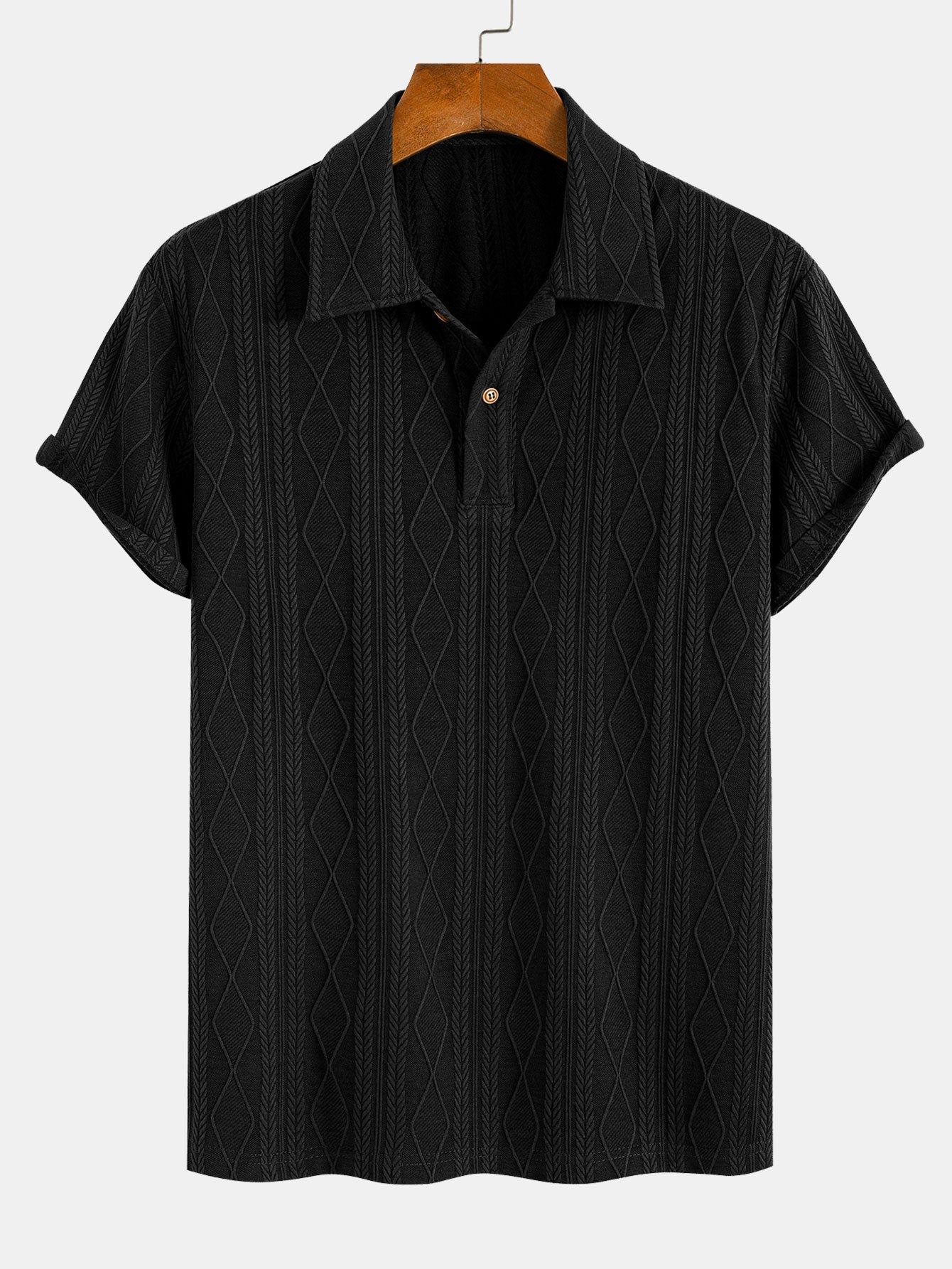 Polo en jacquard géométrique tricoté – Vêtements d'été décontractés pour hommes