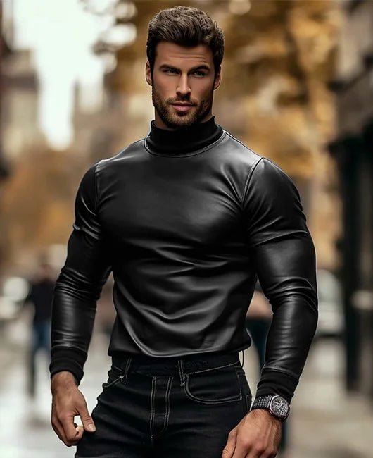Solvsvanen | Pull à col roulé en cuir PU