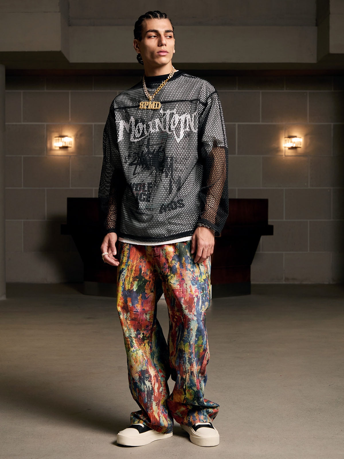 Jean streetwear à imprimé abstrait pour homme - Pantalon large et ample