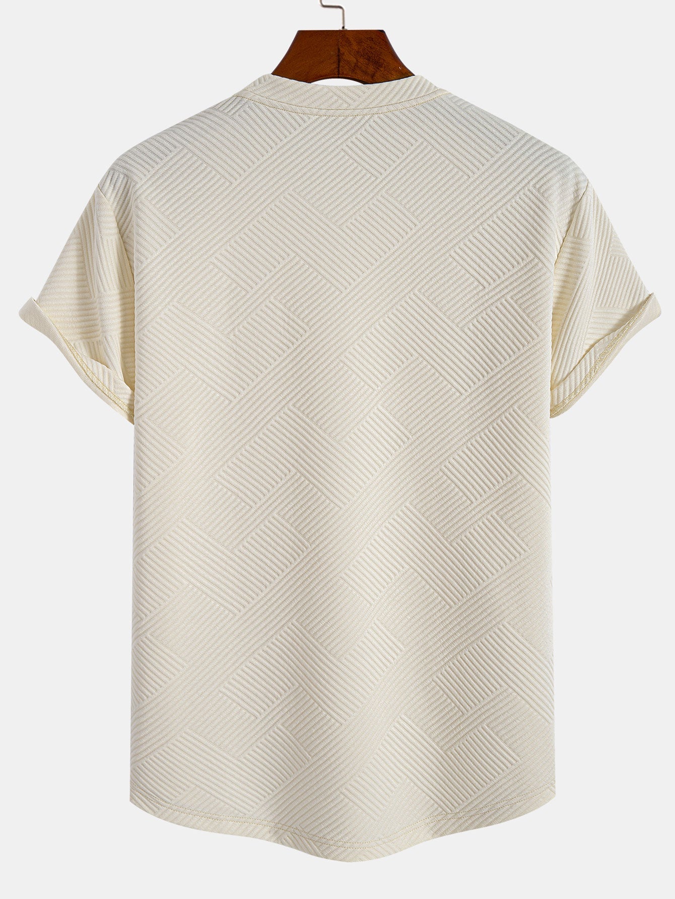 T-shirt à manches courtes et ourlet noué en jacquard – Haut décontracté pour homme