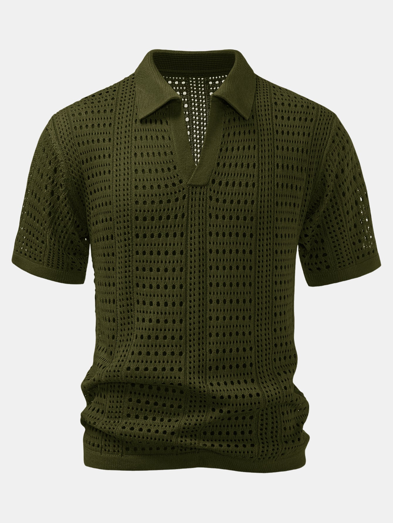 Chemises au crochet homme polo col V tricoté élégant tendance