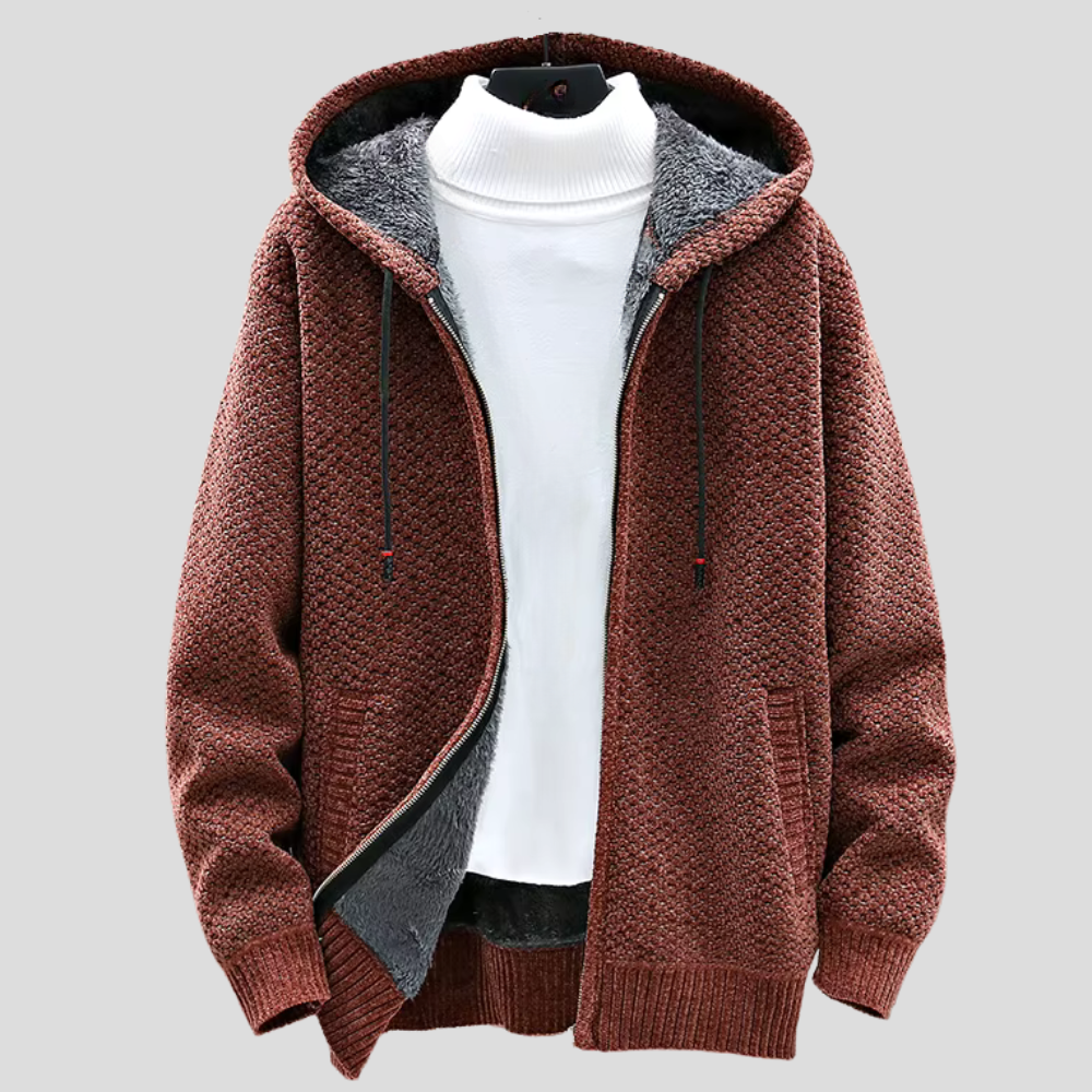 Sweat à capuche zippé en tricot Oslo – Vêtements décontractés et confortables doublés de polaire