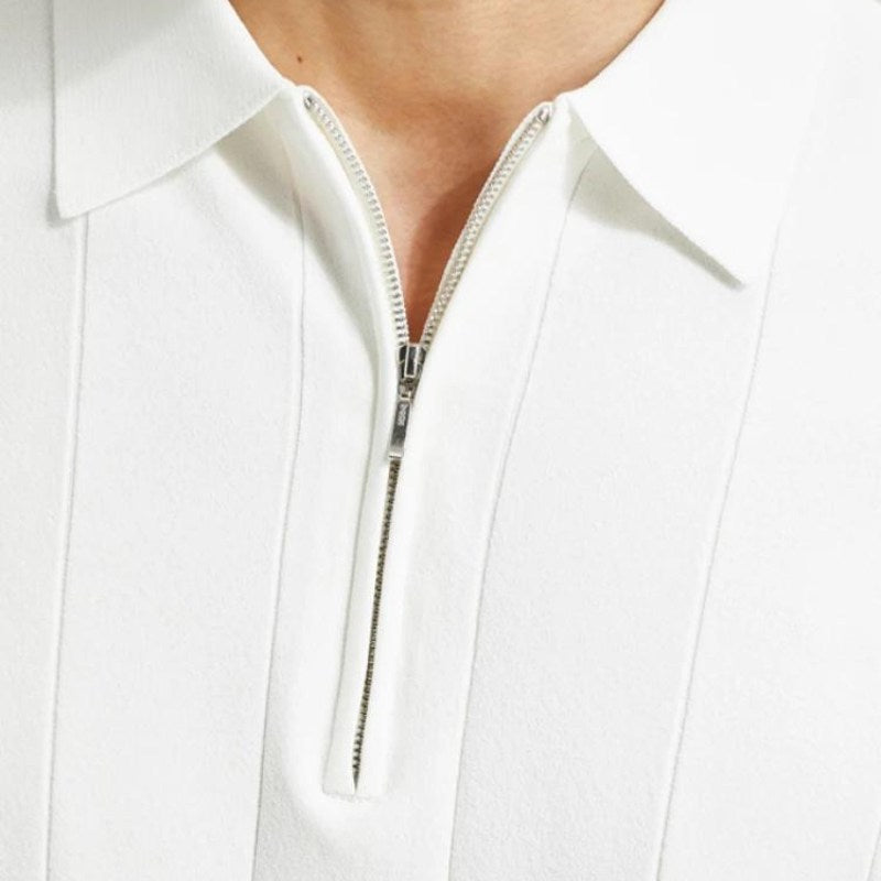 Polo zippé quart de tour – Vêtements décontractés en coton doux pour homme