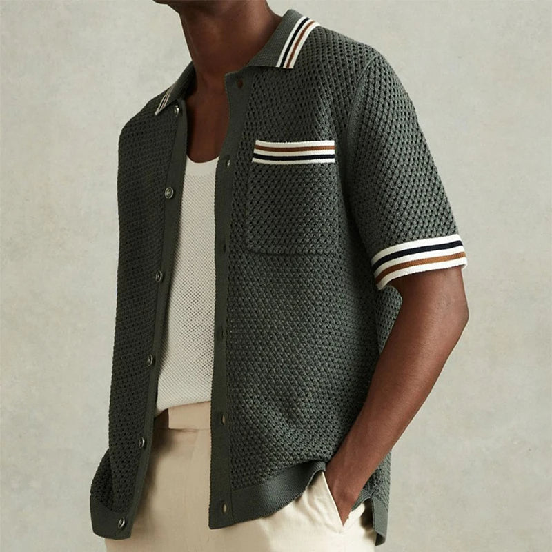 Polo texturé en maille ajustée – Style business respirant pour homme