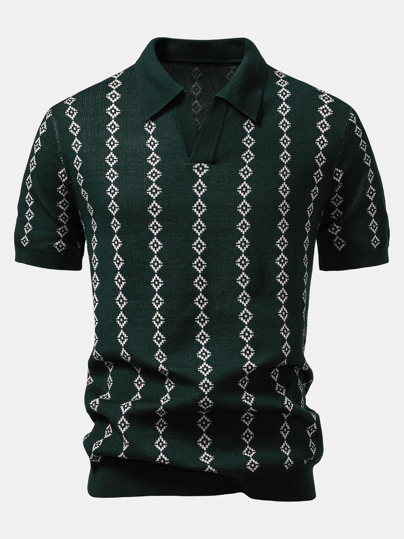 Chemise au crochet à manches courtes et col en V avec motifs géométriques