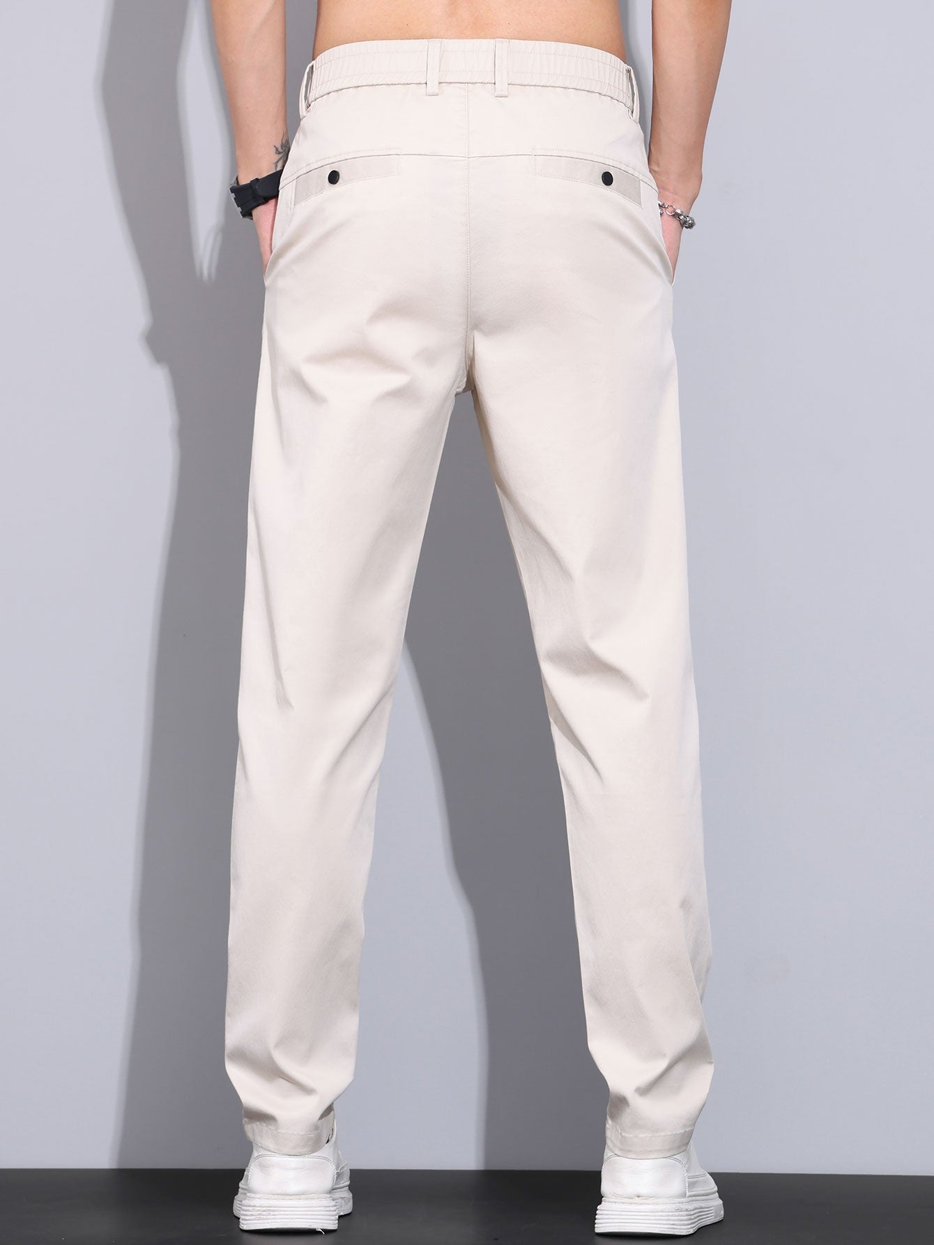 Pantalon droit à taille élastique élégant et classique pour homme