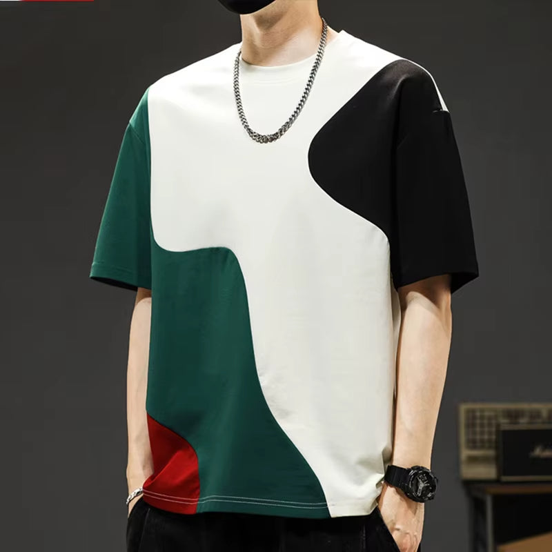 T-shirt Crossover à Panneaux pour Homme – Streetwear Oversize