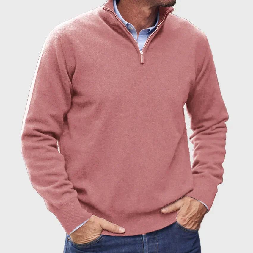 Pull zippé en cachemire italien – Élégance de luxe pour homme
