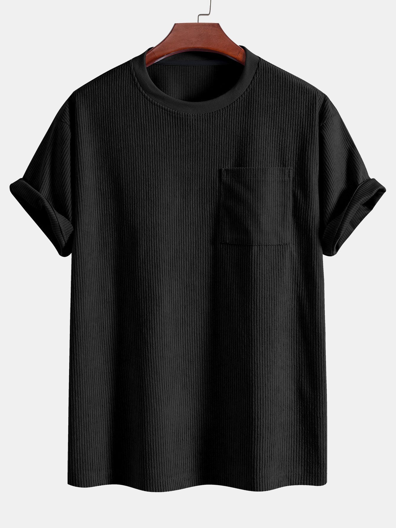 T-shirt oversize en velours côtelé avec poche – Coupe décontractée