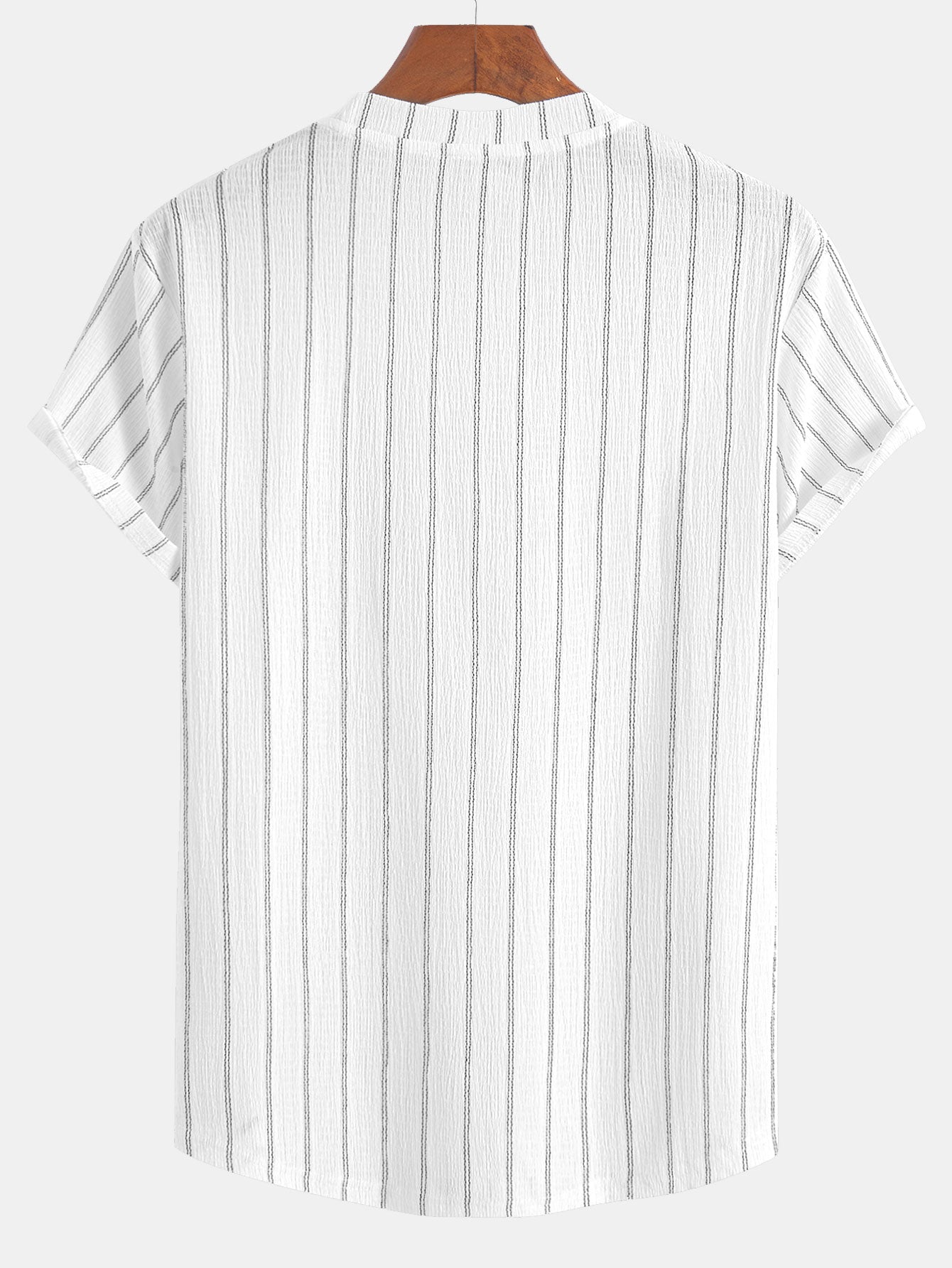 Chemise décontractée à rayures texturées et ourlet en arc pour homme