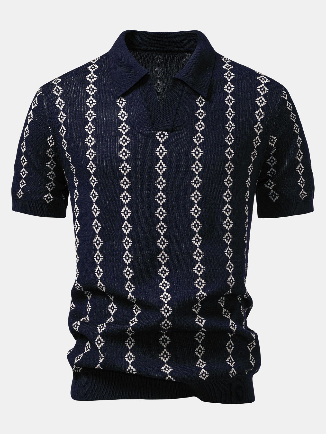 Chemise au crochet à manches courtes et col en V avec motifs géométriques