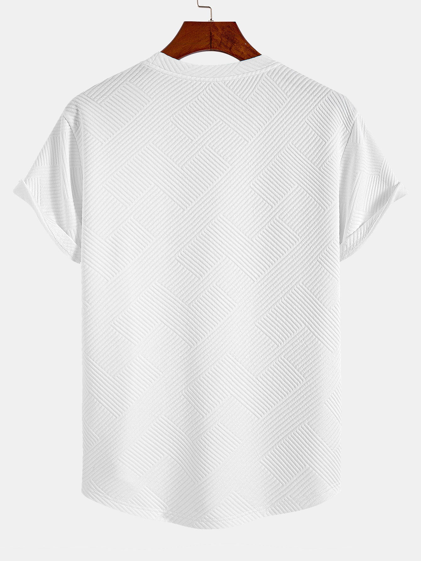 T-shirt à manches courtes et ourlet noué en jacquard – Haut décontracté pour homme