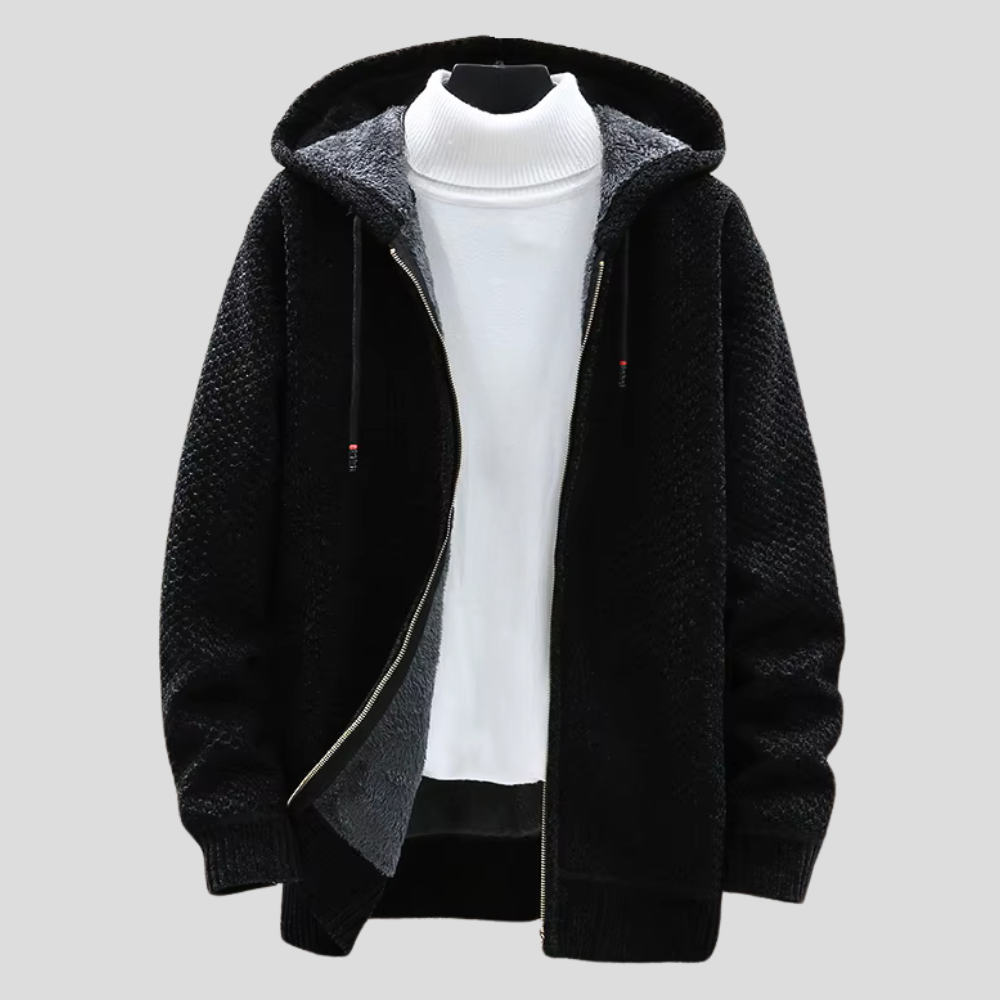 Sweat à capuche zippé en tricot Oslo – Vêtements décontractés et confortables doublés de polaire