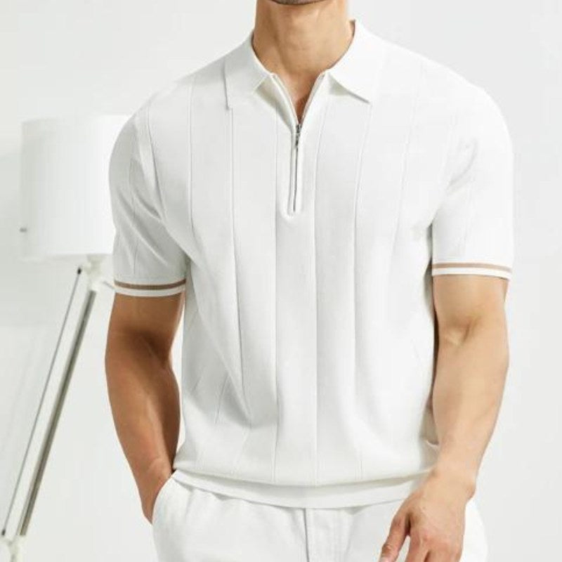 Polo zippé quart de tour – Vêtements décontractés en coton doux pour homme