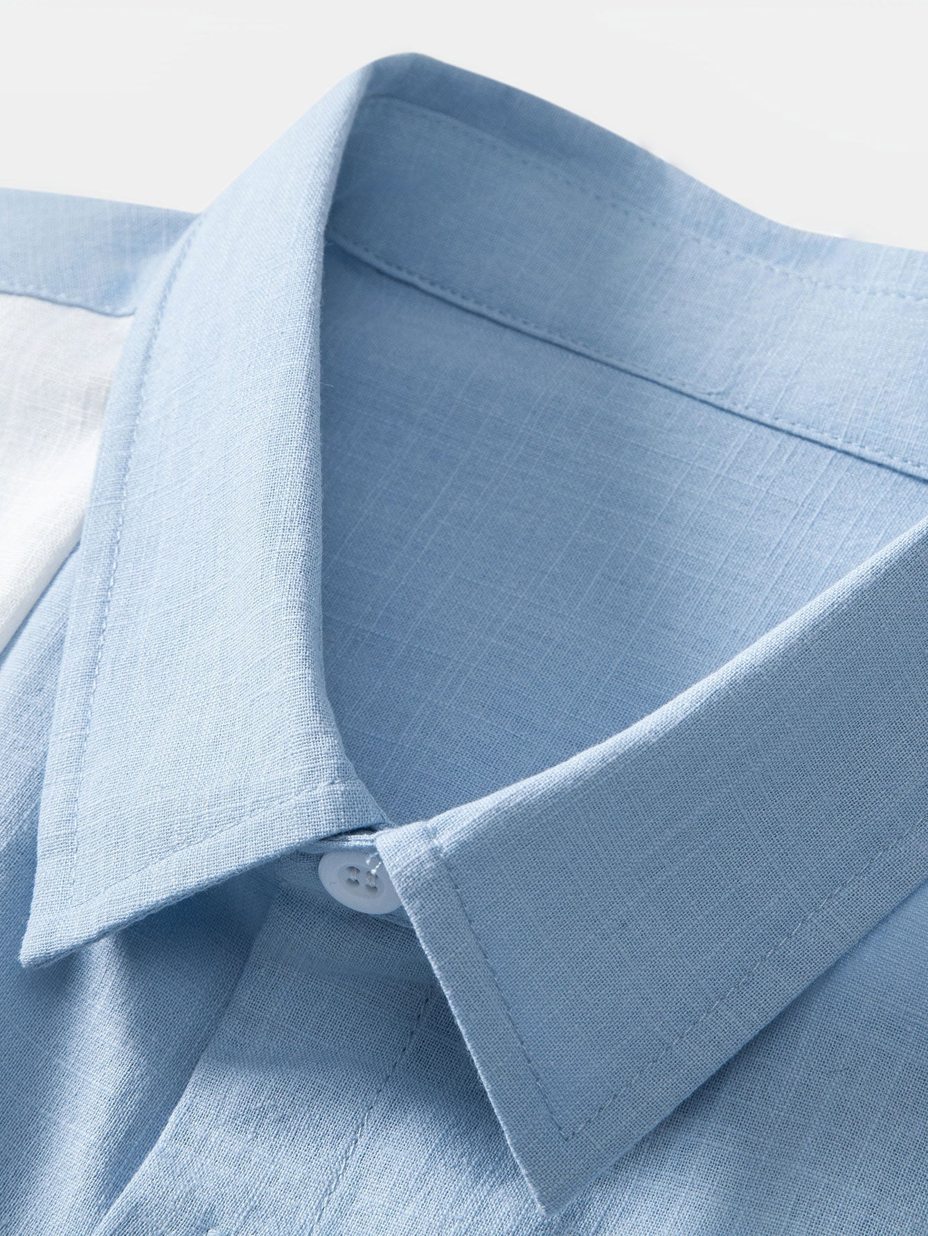 Chemise boutonnée d'été légère et contrastée aspect lin pour homme