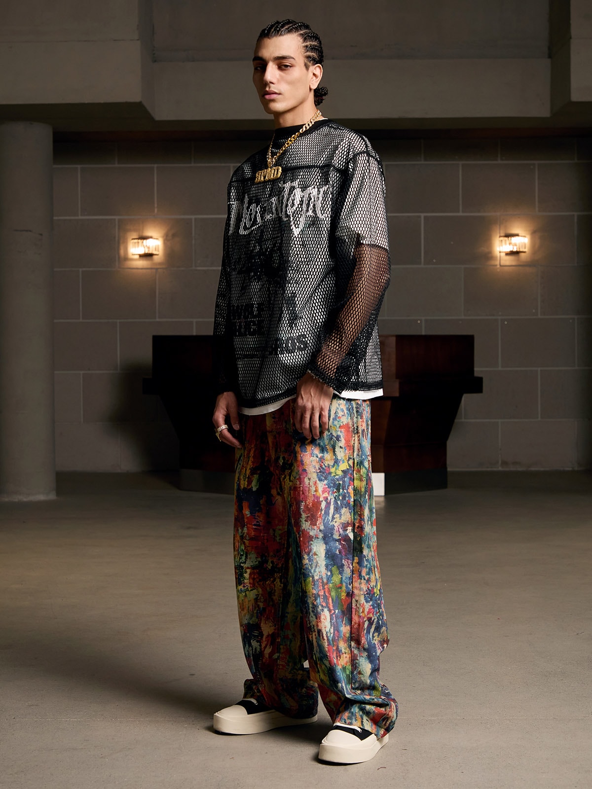 Jean streetwear à imprimé abstrait pour homme - Pantalon large et ample