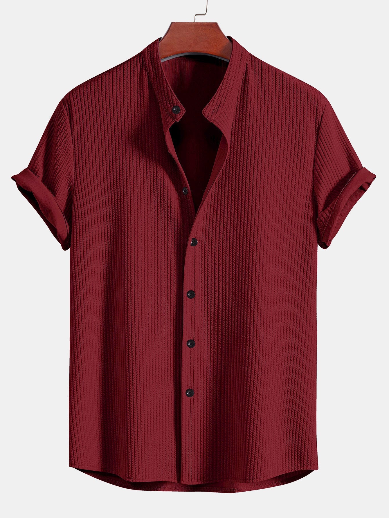 Côtelé coupe ajustée chemise à col montant et short à cordon de serrage deux ensembles