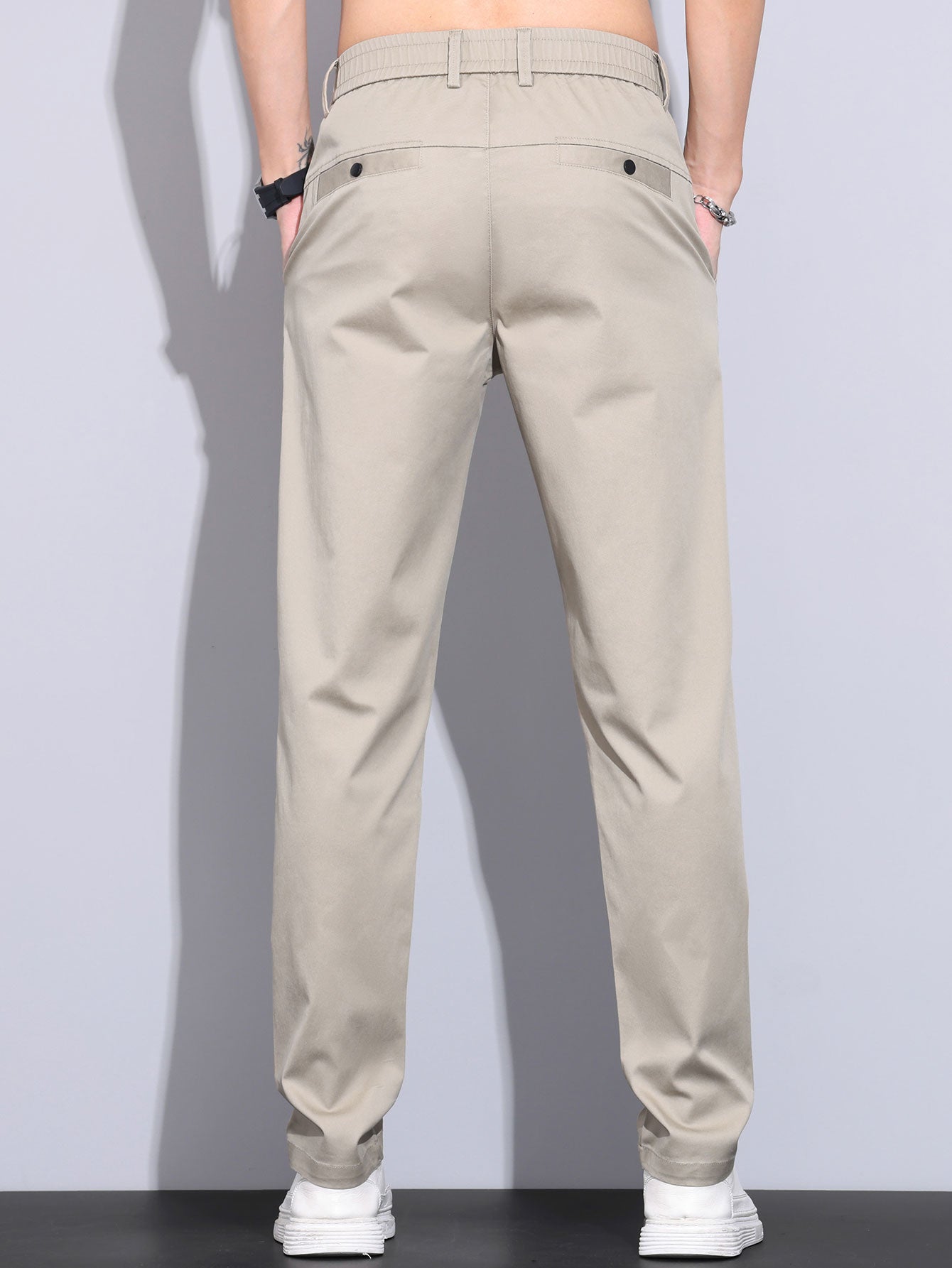 Pantalon droit à taille élastique élégant et classique pour homme