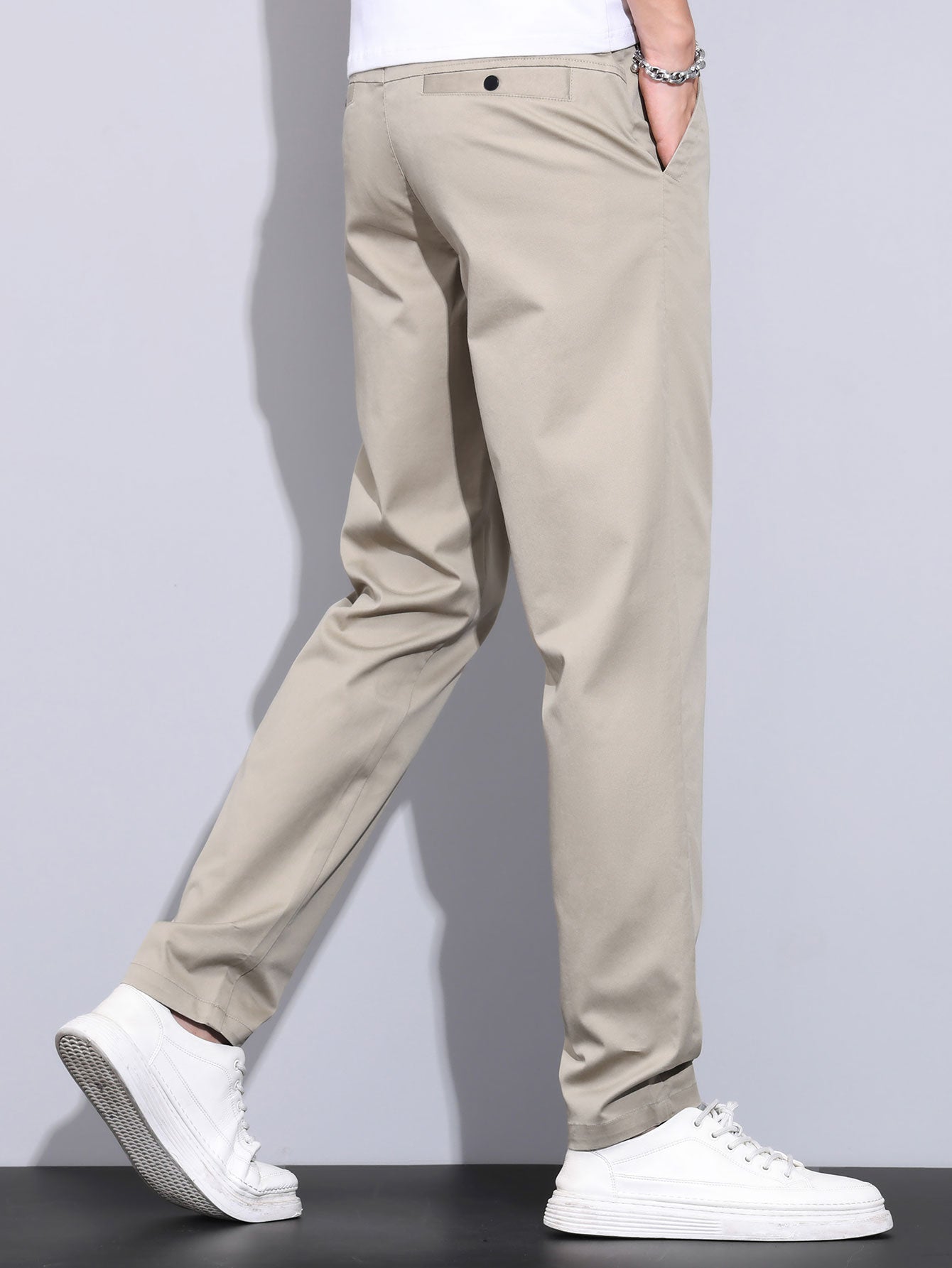 Pantalon droit à taille élastique élégant et classique pour homme