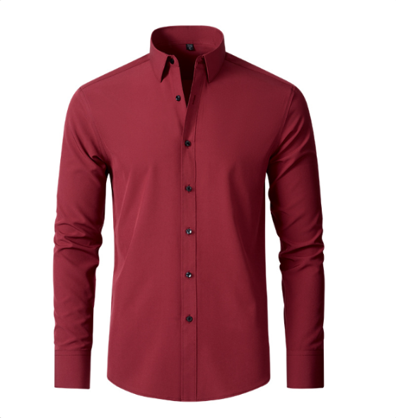 Chemise Confort Élastique Infroissable à Manches Longues - Col Large, Coupe Ajustée, Tissu Extensible, Idéale pour Toutes Occasions - 8