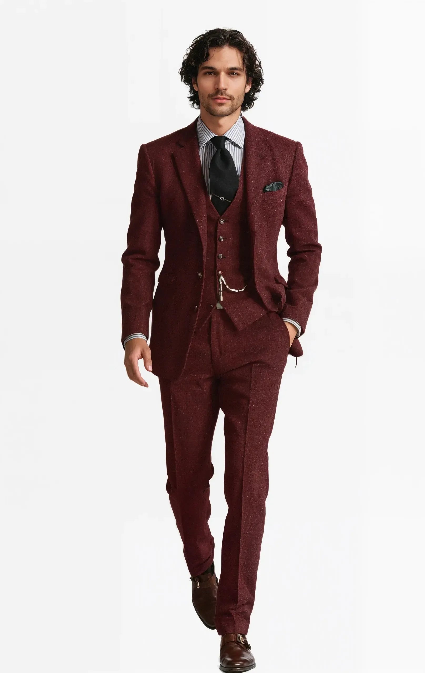 Athanase – Smoking en tweed pour hommes, trois pièces et au style classique