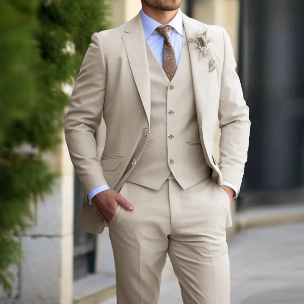 Barthélemy – Ensemble 3 pièces pour homme, un blazer business simple, un gilet et un pantalon