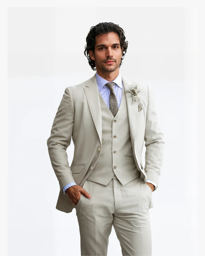 Barthélemy – Ensemble 3 pièces pour homme, un blazer business simple, un gilet et un pantalon