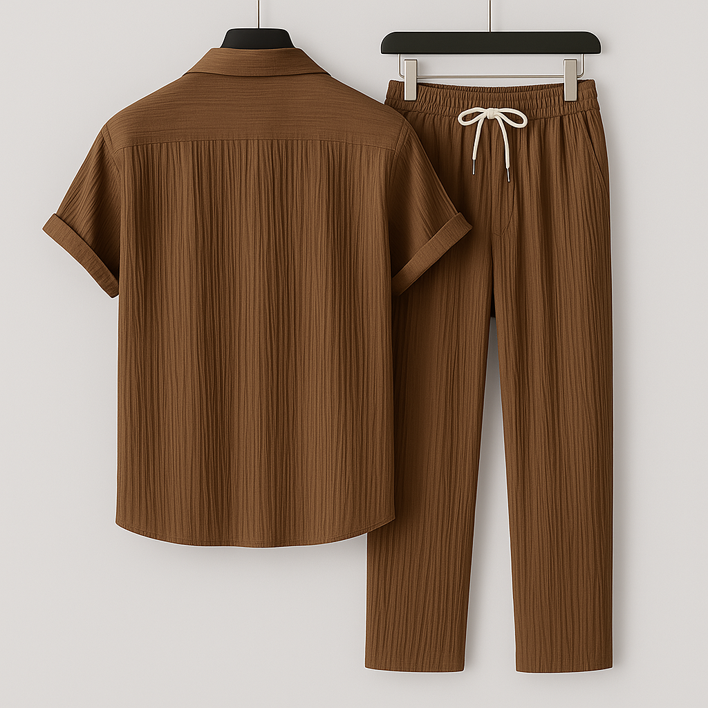 Ensemble deux pièces décontracté en lin – Tenue d'été coordonnée pour homme