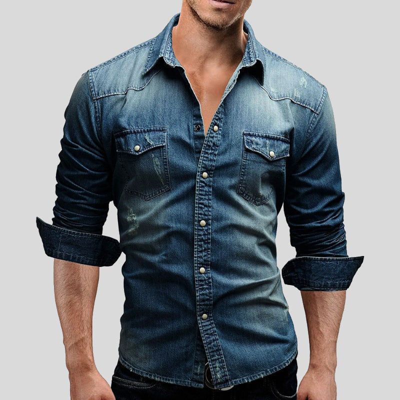 Cédric | Chemise en jean pour homme style vintage - 4