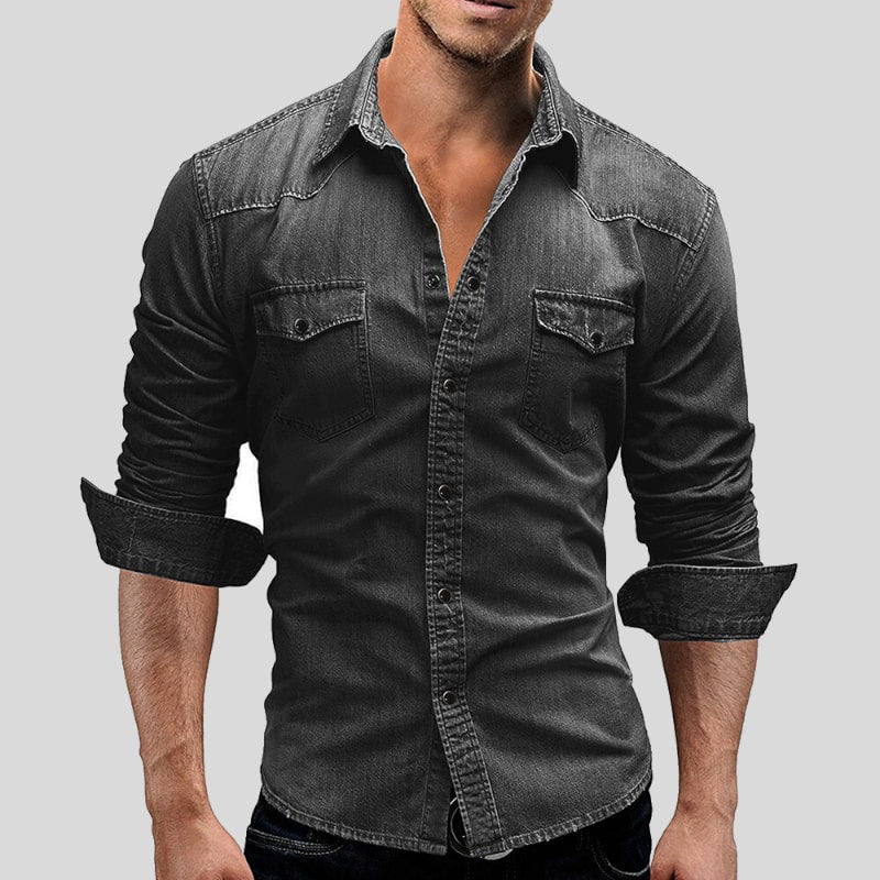 Cédric | Chemise en jean pour homme style vintage - 6