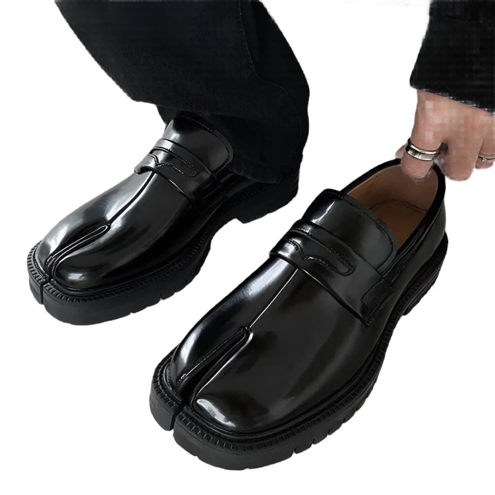 Chaussures habillées en cuir verni à bout fendu – Tenue de soirée pour homme