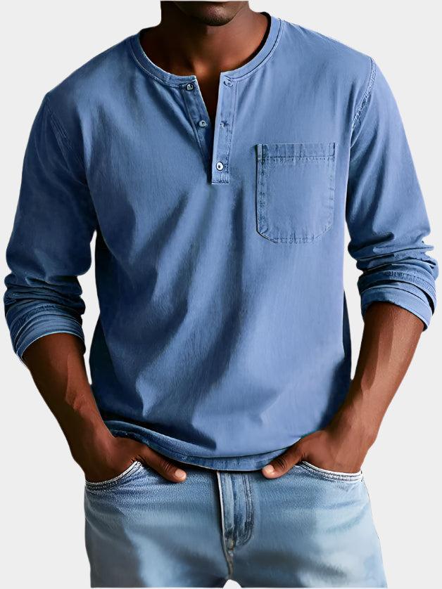 Chemise Henley à manches longues – Coupe décontractée pour homme