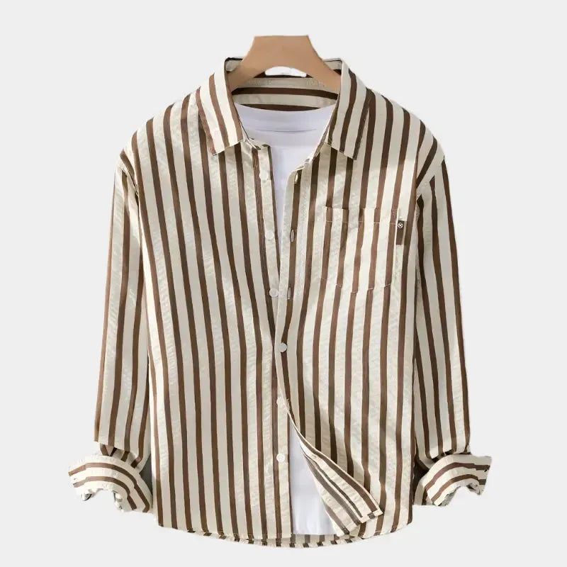 Chemise Rayée Classique pour Homme – Coton Style Rétro Décontracté