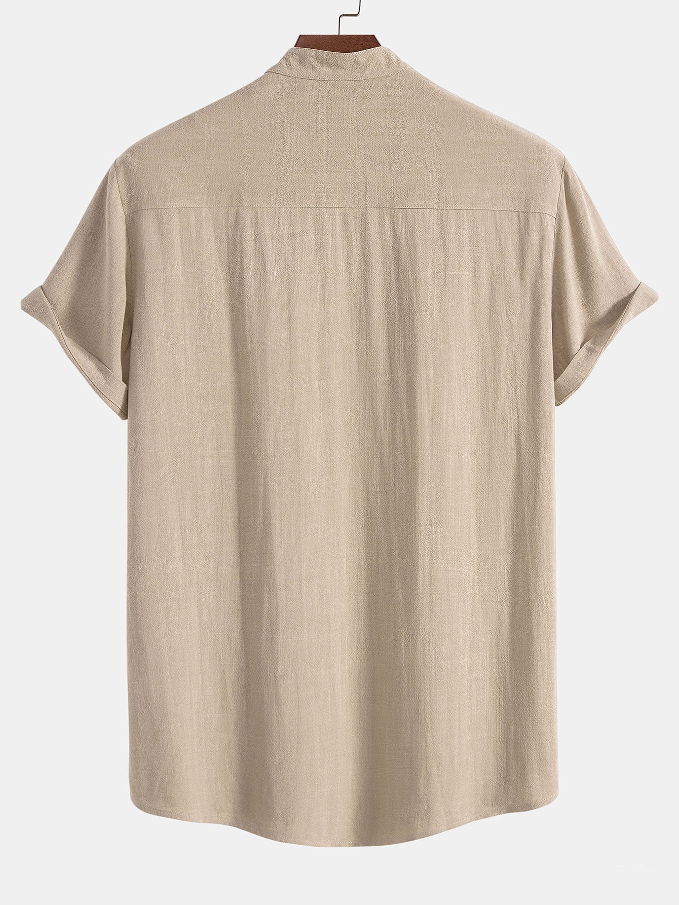 Chemise à col montant en mélange de lin et de rayonne – Tenue d'été décontractée