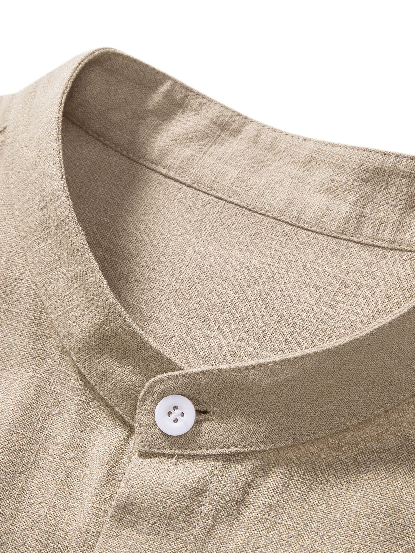 Chemise à col montant en mélange de lin et de rayonne – Tenue d'été décontractée